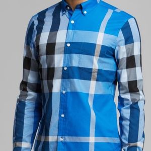 Mens Burberry Brit Long Sleeve Shirt  Blue